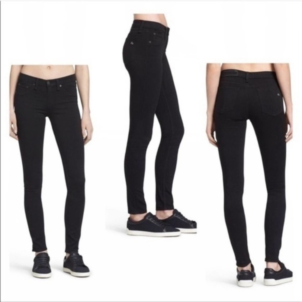 Rag & Bone Plush Black Skinny Legging midrise jean Sz 27